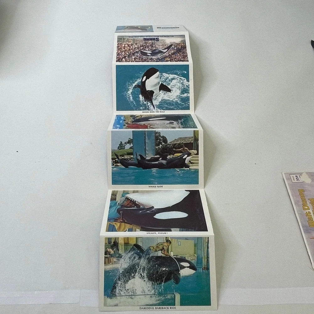 Shamu Whale Sea World Foldout Postcard Photo Booklet Vintage 1970s‎ San Diego CA